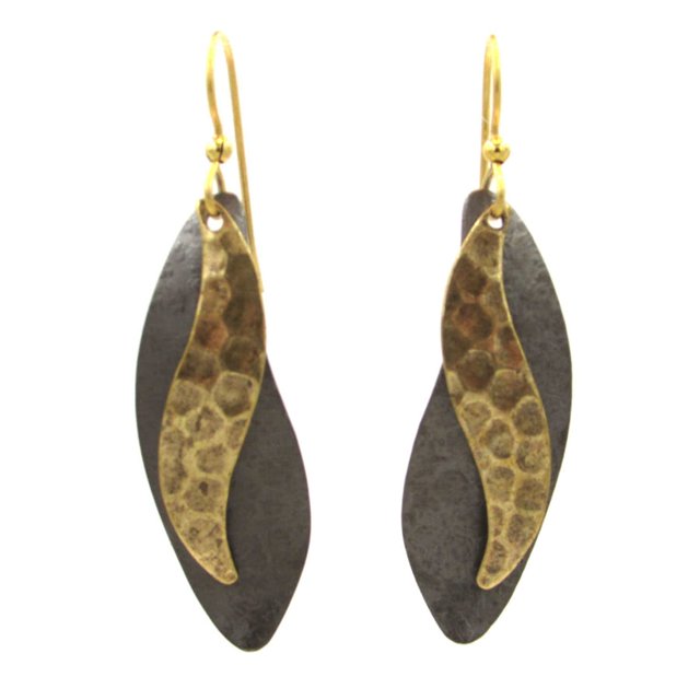 Silver Forest Mixed Metal Freeform Layers Dangle Earrings