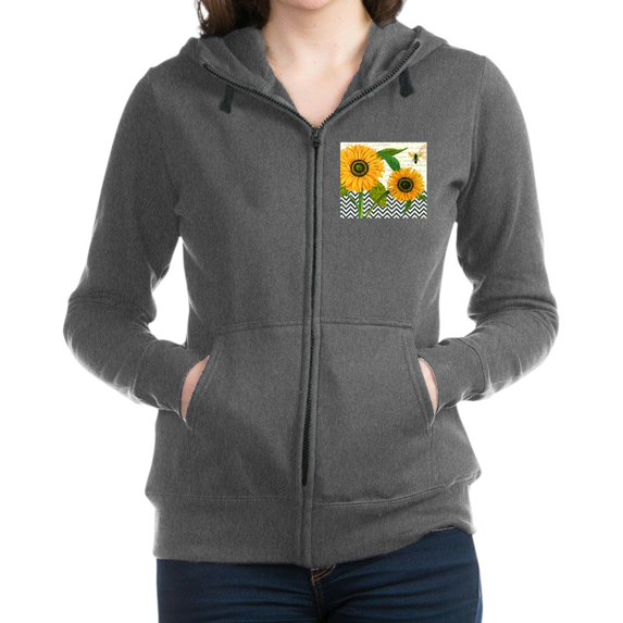 CafePress - Modern Vintage Sunflower - Women's Zip Hoodie