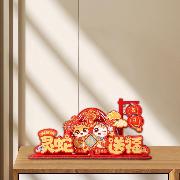Decoración de mesa para el año Nuevo chino 2025, decoración tradicional para el año Nuevo lunar chino, adorno de mesa para escritorio, entrada, fiesta Estilo C