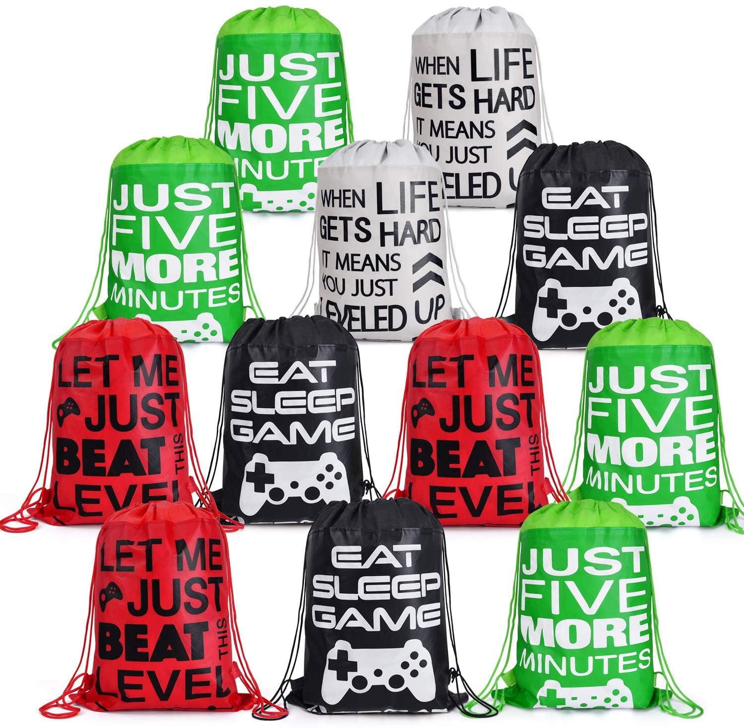 Video Game Party Supplies, Video Game Gift Goody Bags Drawstring Bags