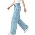 thumbnail image 5 of OGLCCG Girls High Wasited Jeans Elastic Waist Y2K Baggy Straight Leg Denim Pants Cute Loose Fit Denim Trousers with Pockets 6-13 Years, 5 of 5