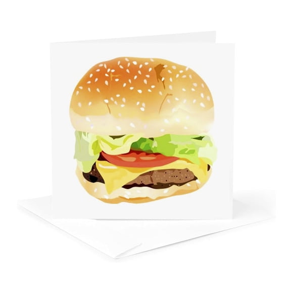 Tarjeta de felicitación 3dRose hamburguesa gigante 14 x 14 cm