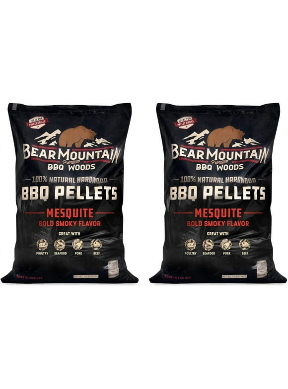 Bear Mountain BBQ FK17 Premium 20 Pounds All Natural Hardwood Mesquite BBQ Hardwood Smoker Pellets for Outdoor Electric Grilling and Smokers 2 Pack