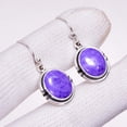 thumbnail image 3 of Purple Charoite 925 Sterling Silver Earring, 12X10 mm Oval Gemstone Earring, Purple Earring, Christmas Gift, Unique Jewelry Earring V772E140721, 3 of 4