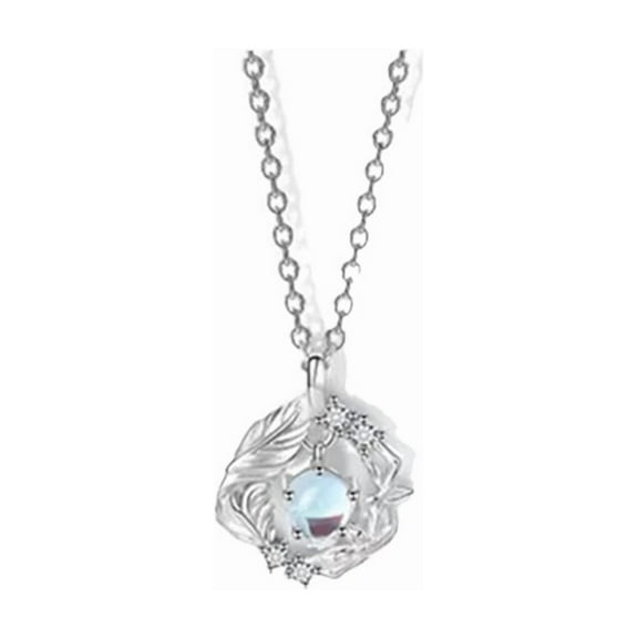 S925 Sterling Silver Blue Eucalyptus and Bird Necklace for Women Light Luxury Fairy Design Moonstone Pendant Clavicle Chain High-end Necklace