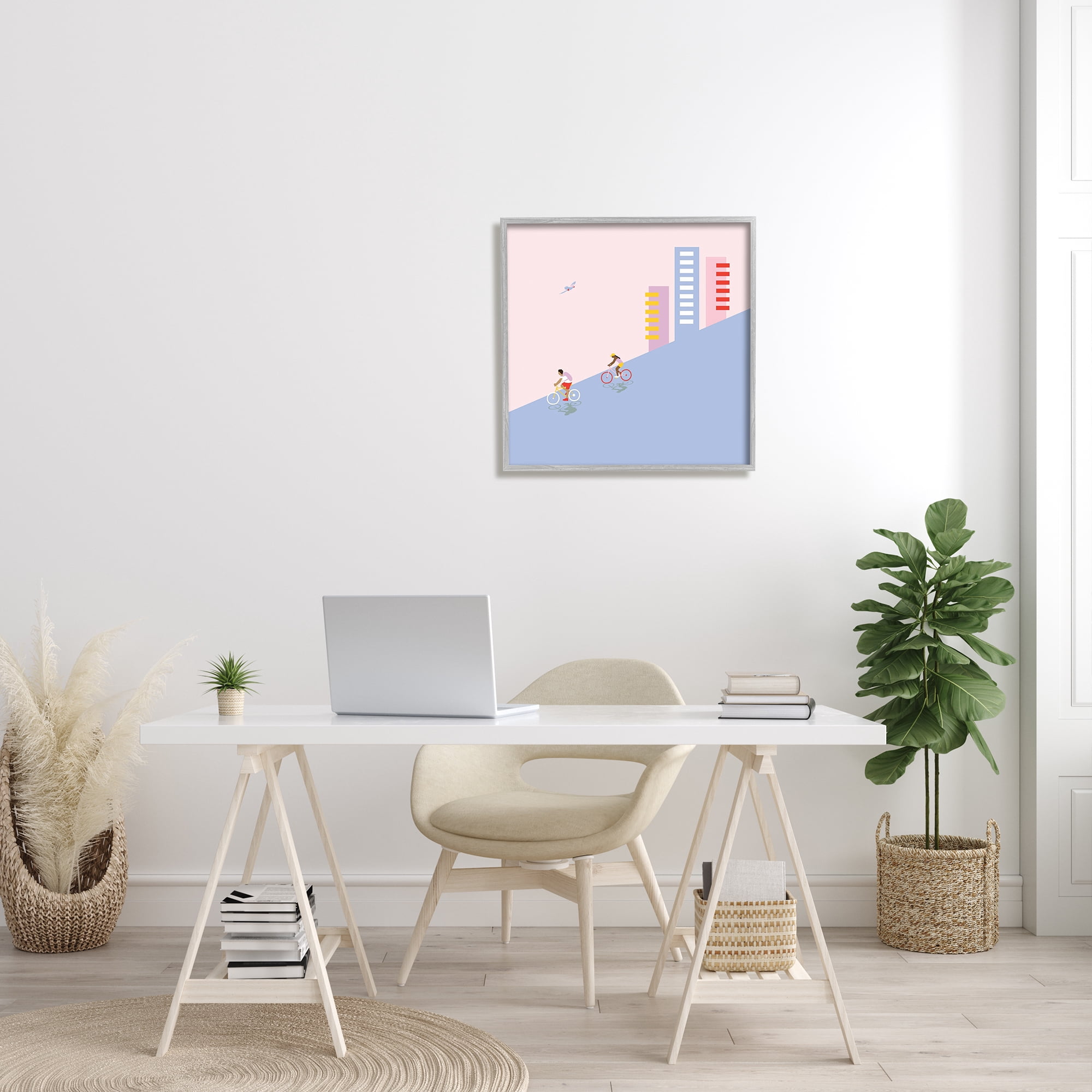 Stupell Industries Downhill Bike Ride Tropical Bird Modern Cityscape, 24 x 24, Designed by Make Much Studios