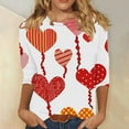 thumbnail image 6 of Xdegoge Cute Heart Shirts for Women 3/4 Sleeve Tops Holiday Valentine Tshirts Crew Neck Fashion T Shirt Dressy Casual Blouses Going Out Outfits, 6 of 6