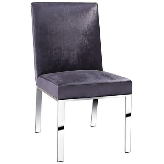 Uptown Club Upholstered Dining Chair with Patterned Steel Back in Gray Velvet