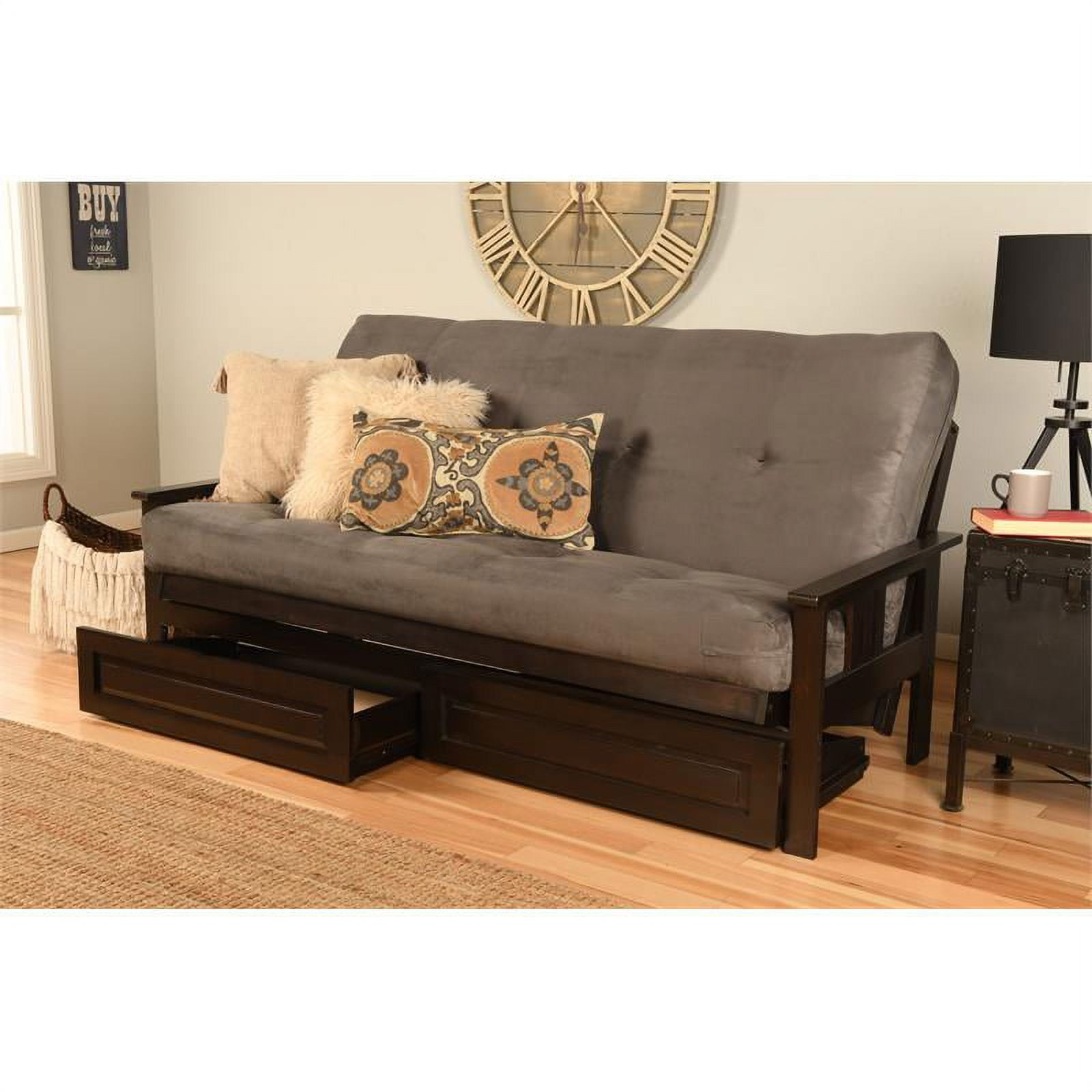 Kodiak Furniture Monterey Full Frame with Suede Fabric Mattress in Espresso/Gray