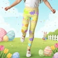 thumbnail image 4 of YMNXA Toddler Kids Girls Tights Elastic Waist Easter Print Stretchy Comfortable Soft Layer Pants Base Leggings For Daily Wear,Light Yellow,9-10 Years, 4 of 5