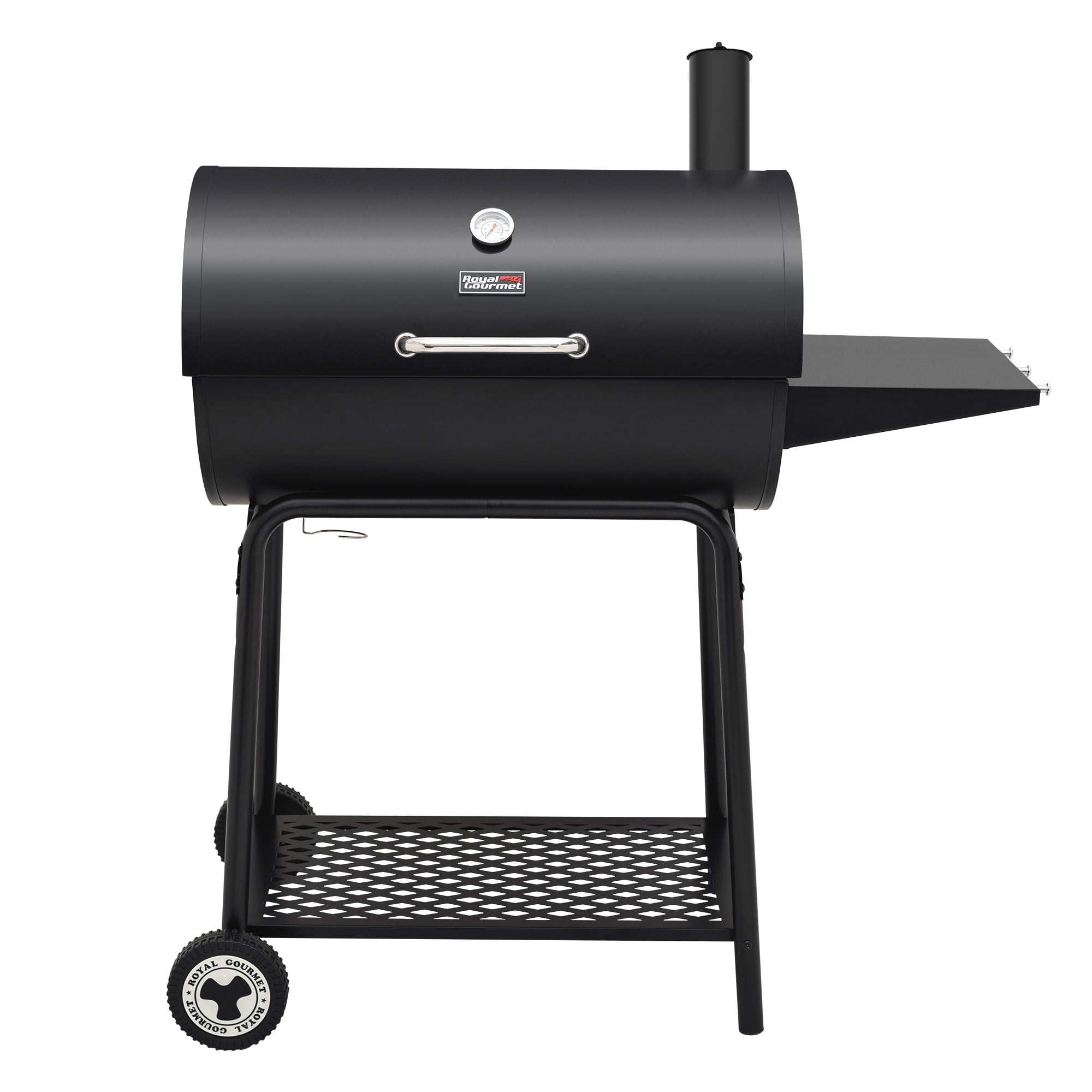 Royal Gourmet 30" CC1830 28-Inch Barrel Charcoal Grill with Side Shelf, 626 Sq. In., For Outdoor Backyard, Patio and Parties, Black