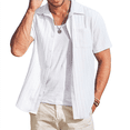 thumbnail image 1 of Camisas Casuales de Corta con Botones para Hombre, con Textura, para Playa y Verano, con Bolsillo S, 1 of 10