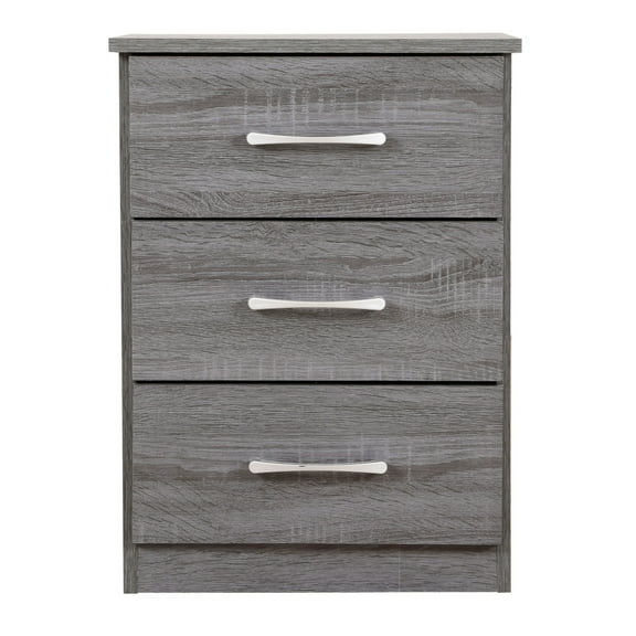 Home Furniture Modern Boston 3-Drawer Gray Nightstand (24"H X 16"W X 18"D)