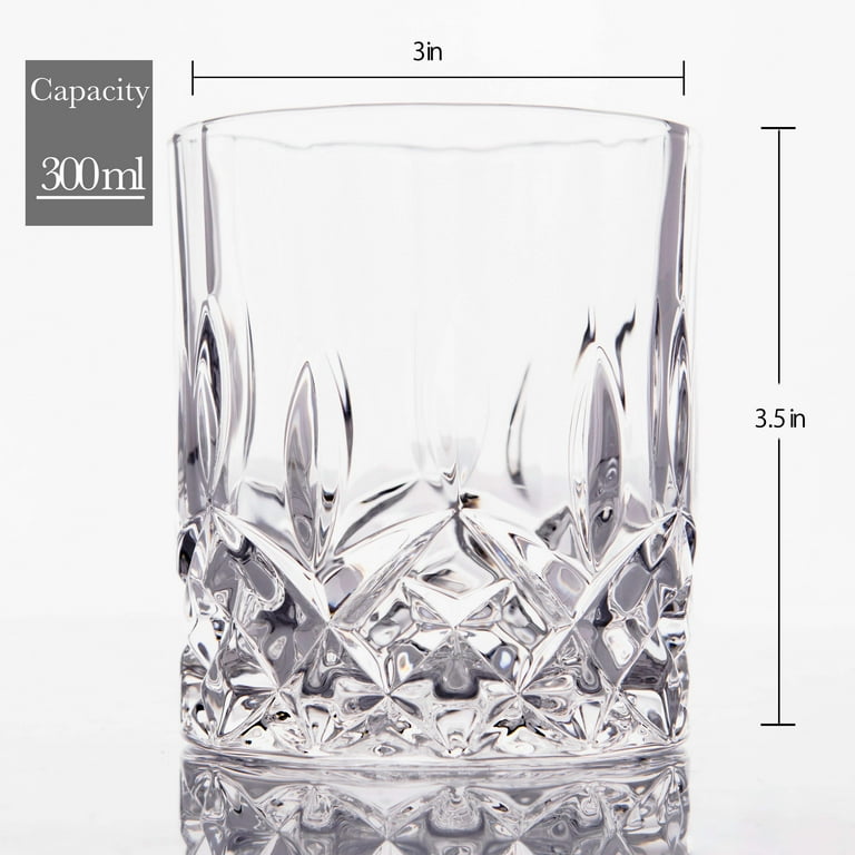LEMONSODA Crystal Cut Old Fashioned Whiskey Glasses - Pack