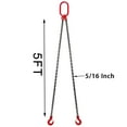 thumbnail image 2 of Lifting Chain Sling, 5/16 Inch x 5 Ft Double Leg Lifting Chains with Grab Hooks, 3 Ton G80 Alloy Steel Heavy Duty Engine Chain Hoist Lifts for Cargo Security Towing and handling, 2 of 7