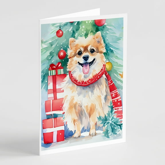 Pomeranian Christmas Greeting Cards Pack of 8 7 in x 5 in