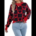 thumbnail image 3 of Suéter de Cuello Alto para Mujer, Larga, Bloque, Corazón, Tejido, Otoño Invierno, Jersey de Punto Acanalado. Negro L, 3 of 10