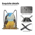 thumbnail image 4 of Xecao Funny Countryside Donkey Pattern Sports Drawstring Backpack - String Swim Gym Bag with Wet Proof Pocket for Women&Men-Medium, 4 of 6
