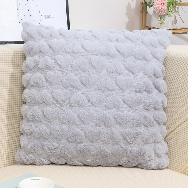 Funda de almohada de piel sintética | Funda de cojín para sofá cama y coche | Cuadrada de 45 x 45 cm | Felpa de una sola cara | Gris, blanco, beige y rojo | Regalo decorativo para el hogar
