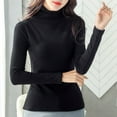 thumbnail image 3 of Spring And Autumn High Neck Bottoming Womens Long Sleeve Casual Loose T Shirt Dress Womens Long Sleeve T Shirt Thermal Underwear for Men Cold Weather Climate Right Women Women Thermal Tops for Jogging, 3 of 5