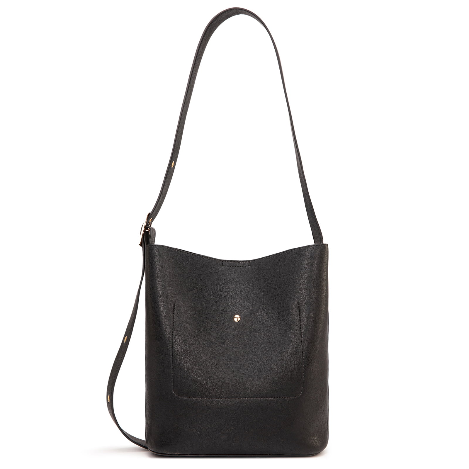 Montana West Medium Hobo Shoulder Bag for Women, 2PCS Slouchy Crossbody Purse with Zipper Pouch, Casual Bucket Handbag, Black