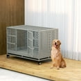 thumbnail image 4 of Snuowu 48 Inch Heavy Duty Dog Crate with Wheels, Folding Metal Big Dog Cage , Extra Large ., 4 of 7