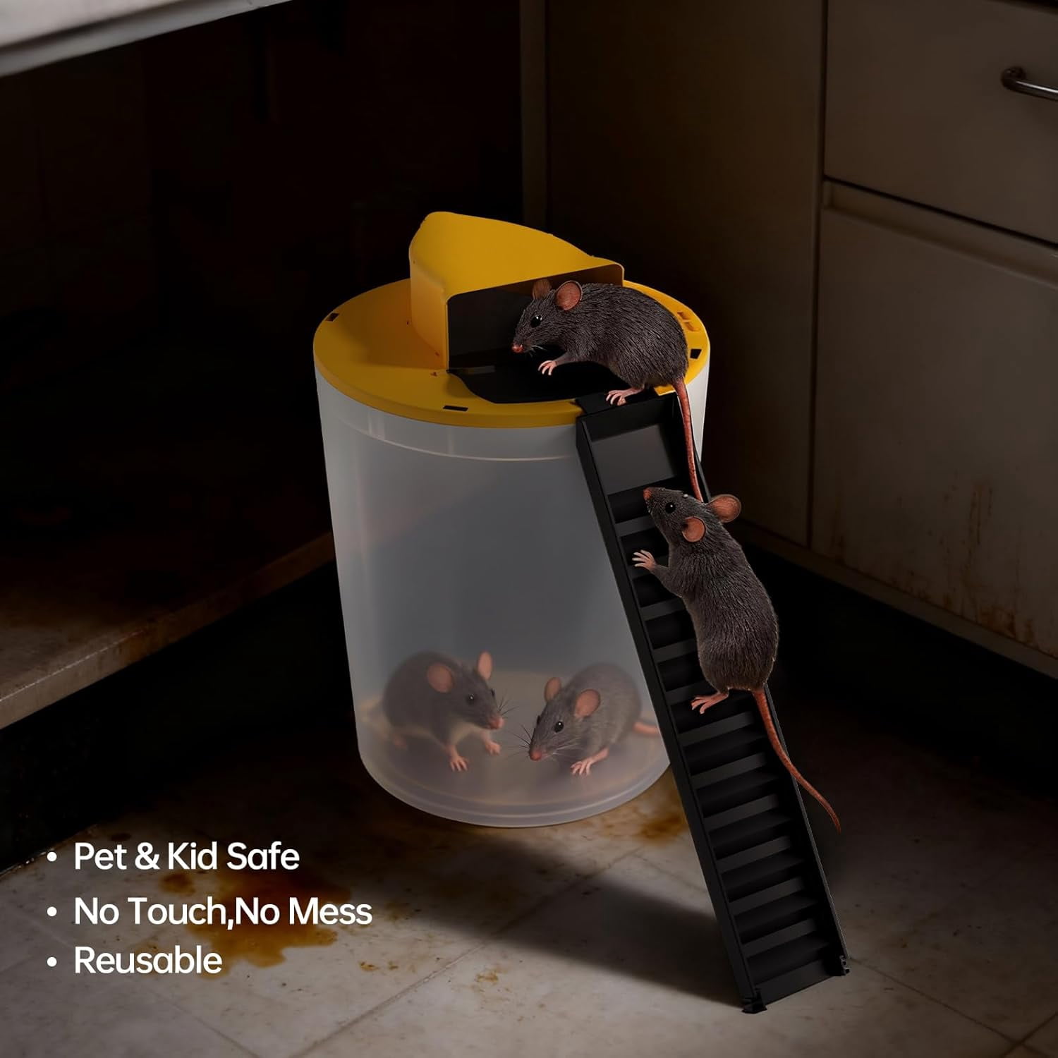 2PACK Mouse Trap Bucket Adapted to 5 Gallon Bucket Lid Rat Trap Automatic Reset for Indoor Outdoor Use Reusable