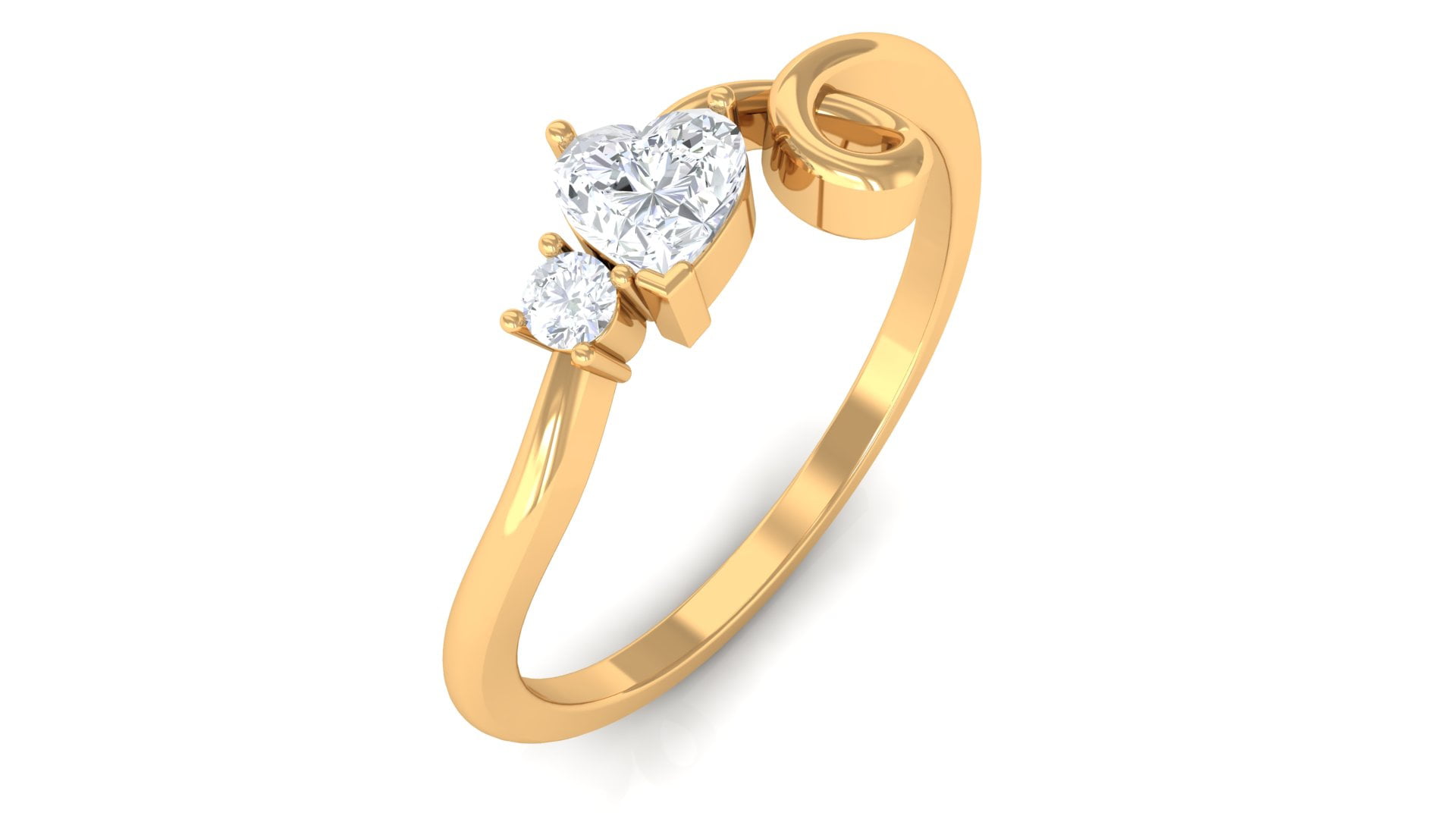0.25Ct Round Simulated 18K Yellow Gold Over Silver Heart Promise Ring 