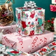 thumbnail image 4 of Christmas Reversible Wrapping Paper Roll - Silver Metallic Foil Shine Sock, Elfin & Pink Candy Cane Design for Christmas, New Year Celebration - Mini Roll - 17 Inch x 33 Feet, 4 of 15