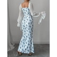 thumbnail image 3 of Women's Floral Print Sweetheart Neckline Maxi Dress with Ruffle Stretch Bodice Polyester % Fabric for Everyday Wear, 3 of 6