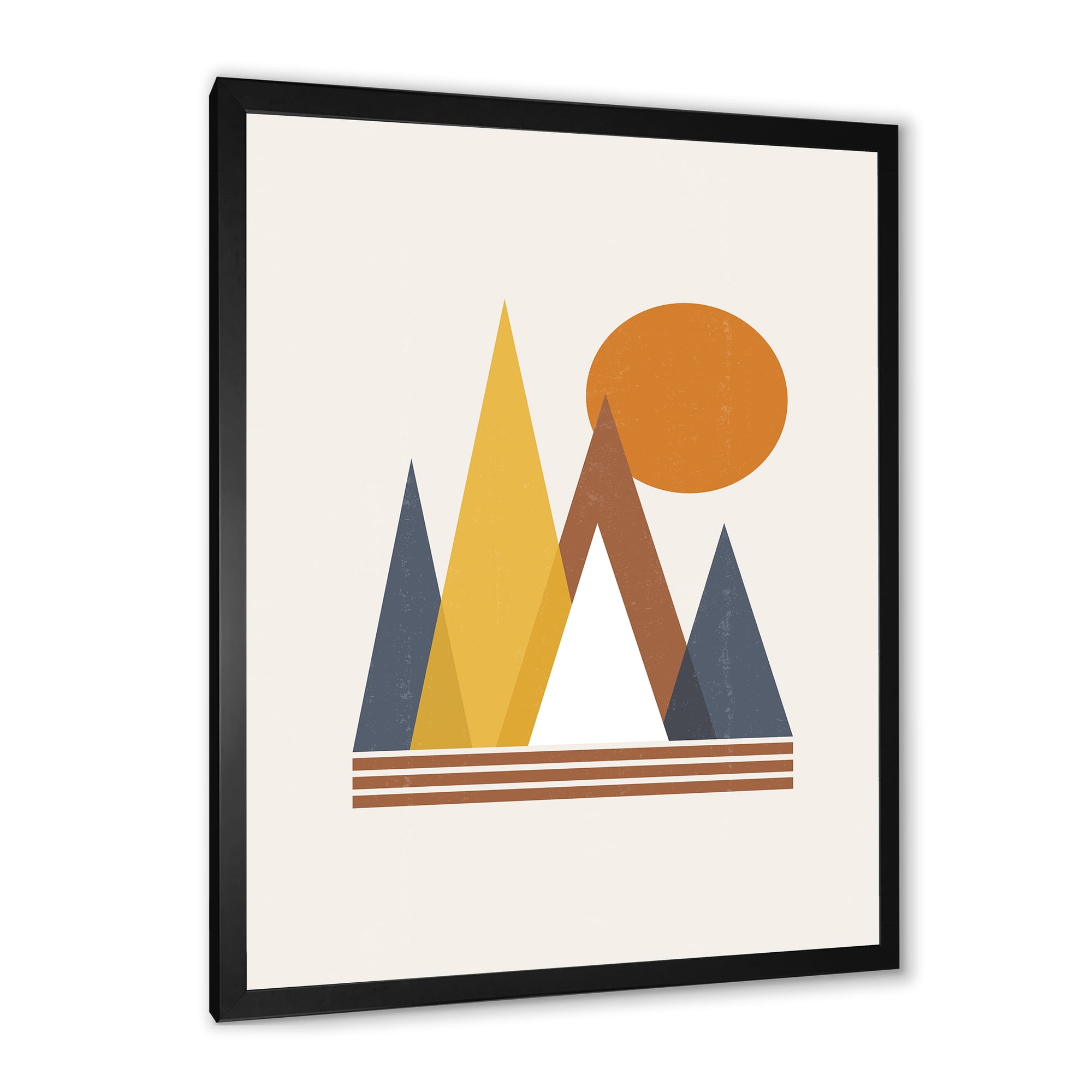 Designart 'Sun and Mountain Abstract' Modern Framed Art Print