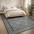 thumbnail image 3 of ODIKA 8'x10' Washable Area Rug Geometric Crosshatch Framework Balanced Two Tone Decorative Surface for Dining Room, Large Office, Lounge, Non-Slip Chair-Friendly Mat, 3 of 7