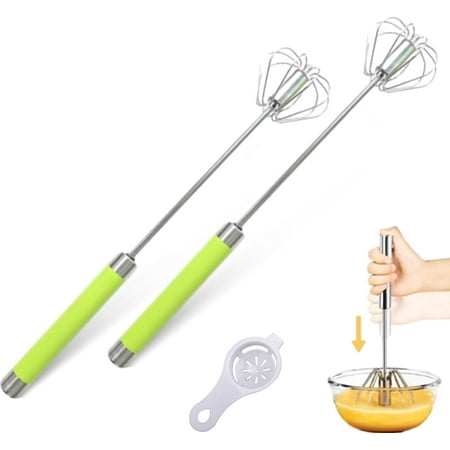 

Easy Whisk - Easy Whisk Handheld Mixer 10/12/14 Inch Semi Automatic Whisk Easy Whisk Stainless Steel Hand Push Egg Beaters Egg Beaters Hand Crank Wisking Tool (2Pcs 14in Green)