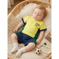 thumbnail image 6 of RUINIXCW Toddler Baby Boy Football Soccer Jersey Outfit Infant Baby Boys Fall Summer Clothes Crew Neck Short Sleeve Shirt and Shorts 2 Pcs Set, 6 of 8