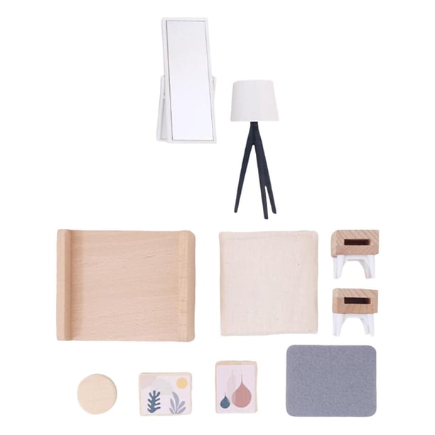 Kit de muebles para casa de muñecas, accesorios para fotos, juguetes de simulación familiar vintage para Dormitorio