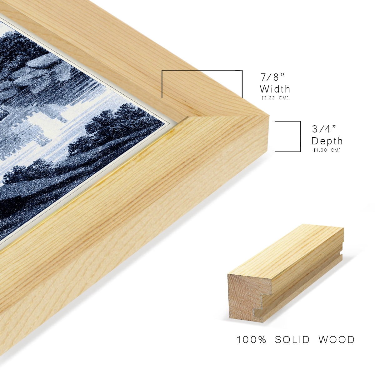 Estate View II -Framed Print w/glass-Natural Wood