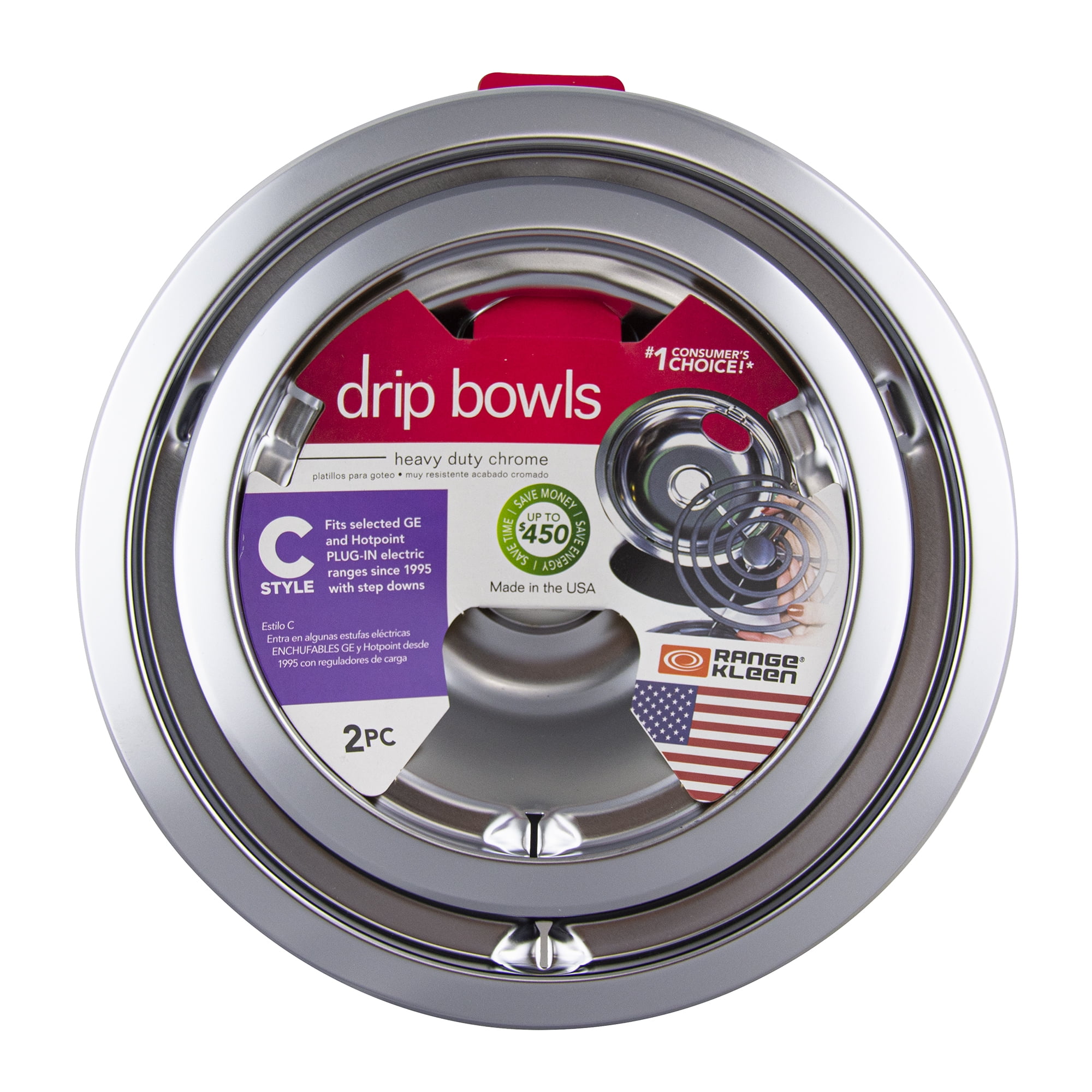 Range Kleen Chrome Drip Bowl, 2 Piece