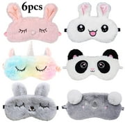 6PCS Sleep Mask Cute Cartoon Eye Mask for Girls Kids Women Eye Covers for Travel Sleeping Eye Mask