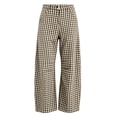 thumbnail image 6 of SAWOBUUN Womens Gingham Wide Leg Pants High Waisted Button Trousers Loose Fit Curved Hem Lounge Pants with Pockets, 6 of 8