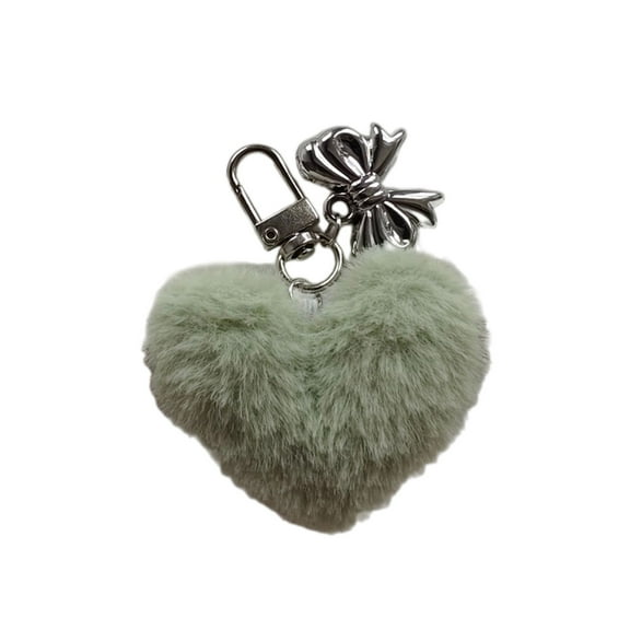 Acahhotxx Keychain Strap, Sweet Plush Heart Bowknot Keychain Pendant Lovely Hanging Decorations Keyring Charm for Purse Bag Backpack Handbag