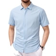 thumbnail image 2 of LTTVQM Men's 2026 Casual Button Down Short Sleeve Shirts Summer Beach Wedding Shirt Vacation Cotton Shirts Light Blue XL, 2 of 9