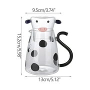 Aihimol Cow Glass Water Pitcher With Glass Cup, Cute Cow Glass Carafe Set With Glass Mug Cow Glass Tea Pitcher Kettle Milk Jug Water Carafe For Midnight Drink (553ml)