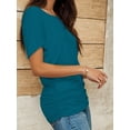 thumbnail image 2 of Women's Casual Short Sleeve Dolman Boat Neck Summer T Shirts with pleats Size S-3XL, 2 of 4