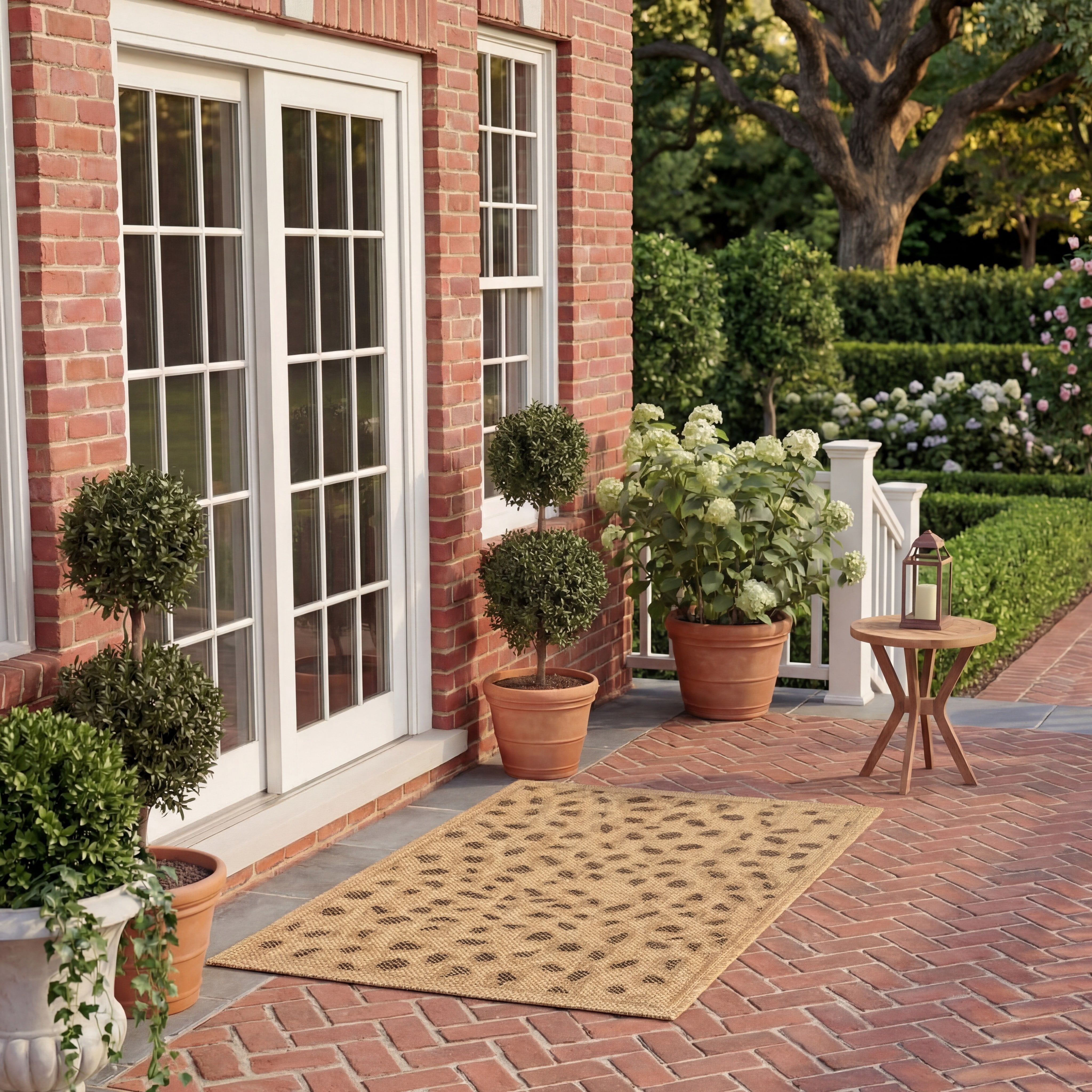 Safavieh Courtyard Camille Spotted Indoor/Outdoor Area Rug, Natural/Gold, 6'7" x 6'7" Square