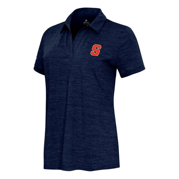 Women's  Antigua Heather Navy Syracuse Orange Layout V-Neck Polo
