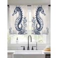 thumbnail image 2 of Ocean Seahorse Sheer Curtains 54 Inch Long 2 Panels, Retro Coral Medieval Coastal Light Filtering Rod Pocket Curtains, Sheer Voile Drapes for Living Room Bedroom, 52"x54", 2 of 8