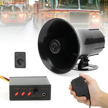 12V Police Siren Speaker 3 Tone Sound Volume Adjustment Vehicle Horn with Mic Loudsk8233