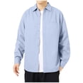thumbnail image 2 of Blusa y camisa de manga larga con cuello vuelto para hombre, informal, de color liso, con botones, de manga larga y cuello vuelto, de poliéster., 2 of 6