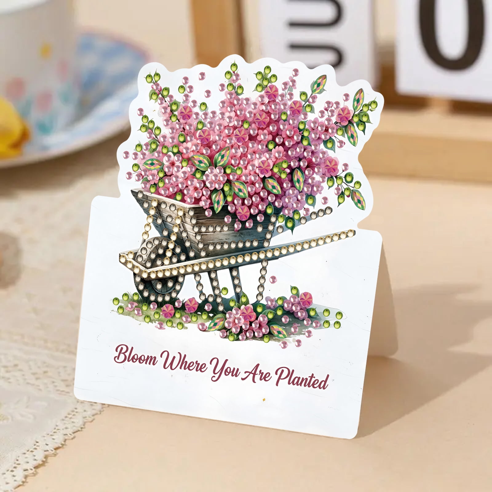 FLOPESN 6Pcs DIY Diamond Art Greeting Cards Set, Spring Flower 3D Folding Thank You Card For Birthday Holiday Blessing Gift(included envelopes)