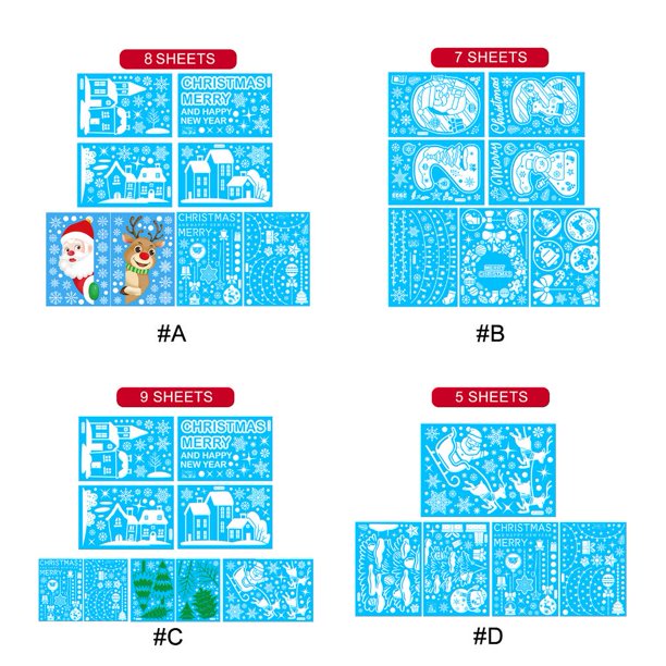 Juego de pegatinas navideñas para ventanapegatinas adhesivas de cristal con copos de nieve y alces de Santa (estilo A) Ndcxsfigh Para estrenar